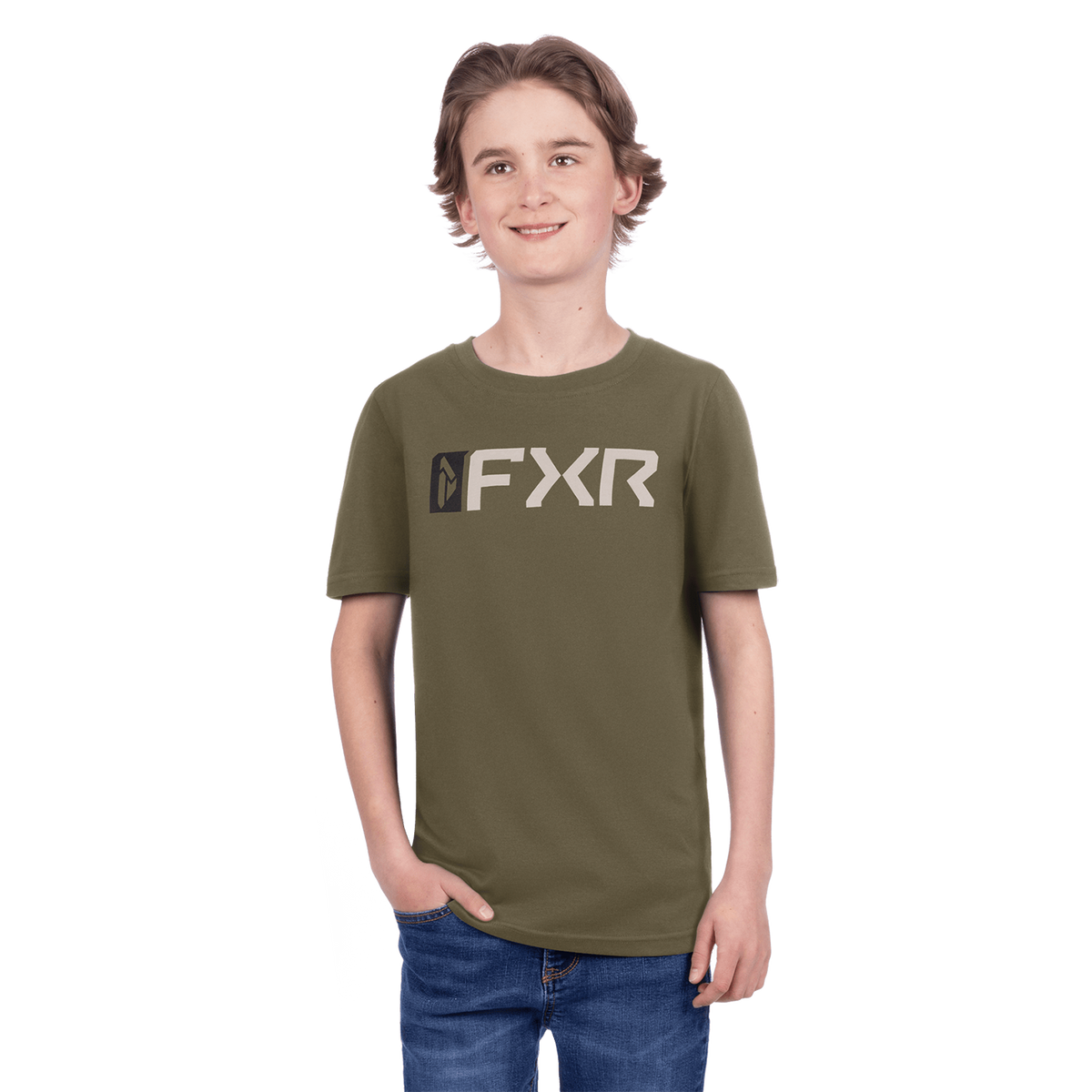 FXR Youth Miter Tee - Army/Stone