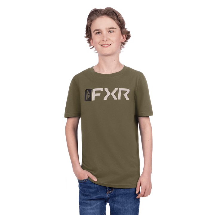 FXR Youth Miter Tee - Army/Stone