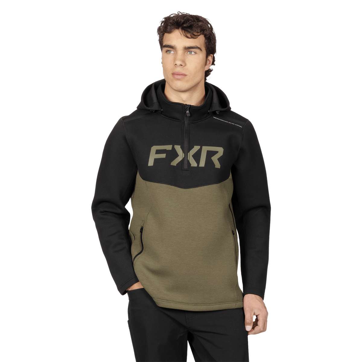 FXR Alt 1/4 Zip Hoodie - Black/Moss