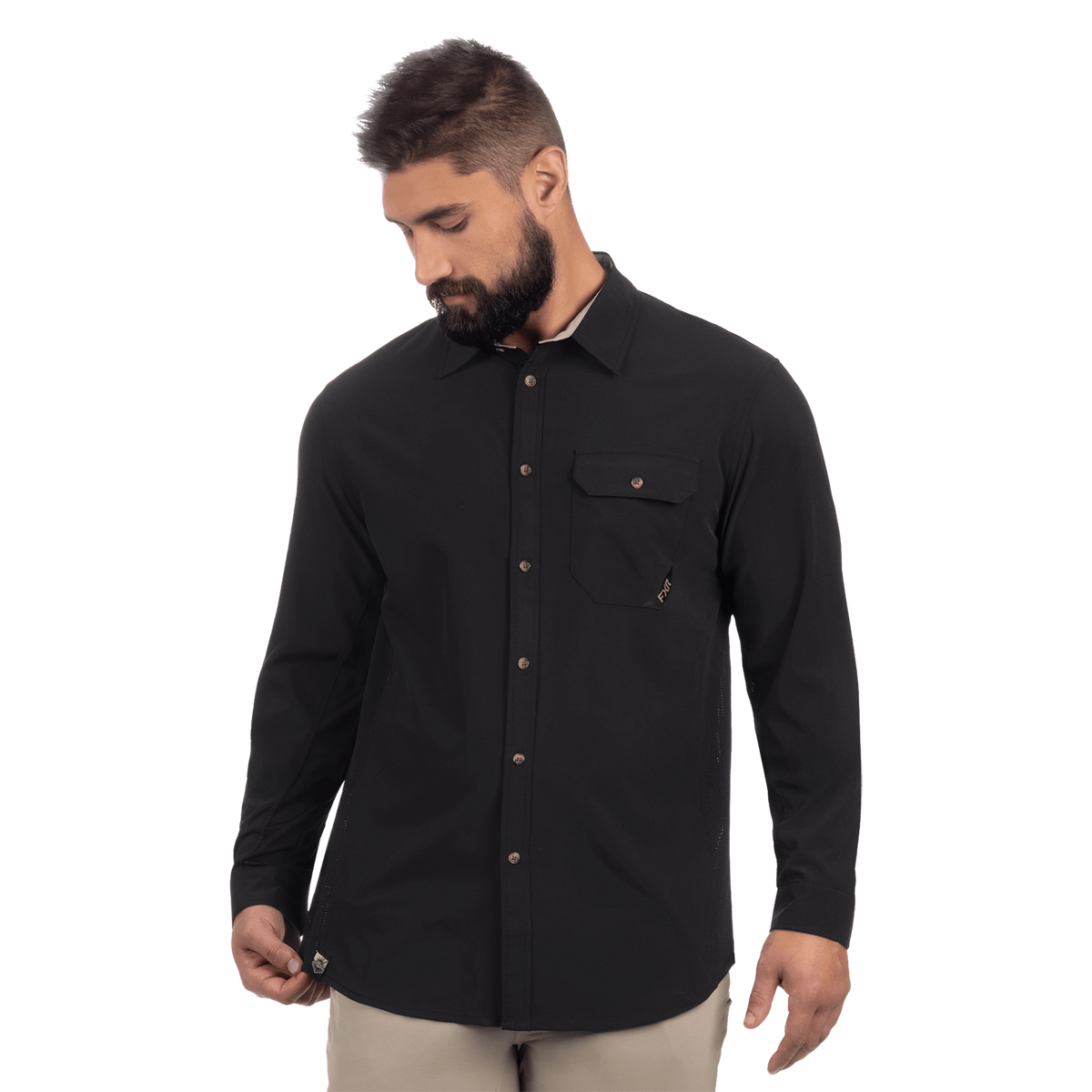 FXR Breeze Long Sleeve Shirt - Black/Stone