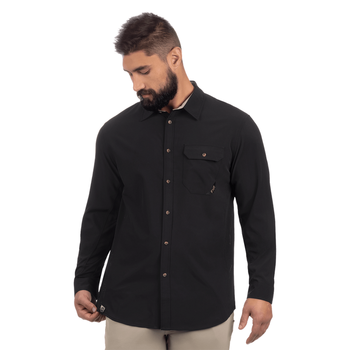 FXR Breeze Long Sleeve Shirt - Black/Stone