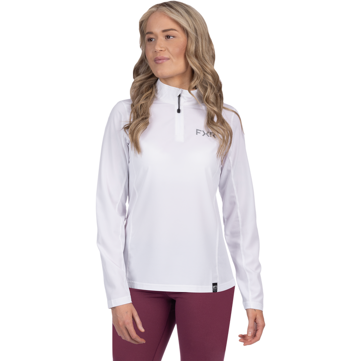 FXR Women's Breeze 1/4 Zip Long Sleeve - White