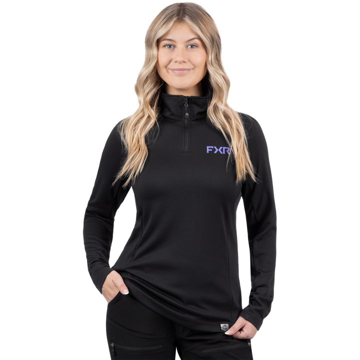 FXR Women's Pilot 1/4 Zip Long Sleeve - Black/Amethyst