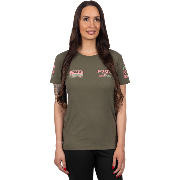 FXR Women's Race Division Tee - Army/Rose