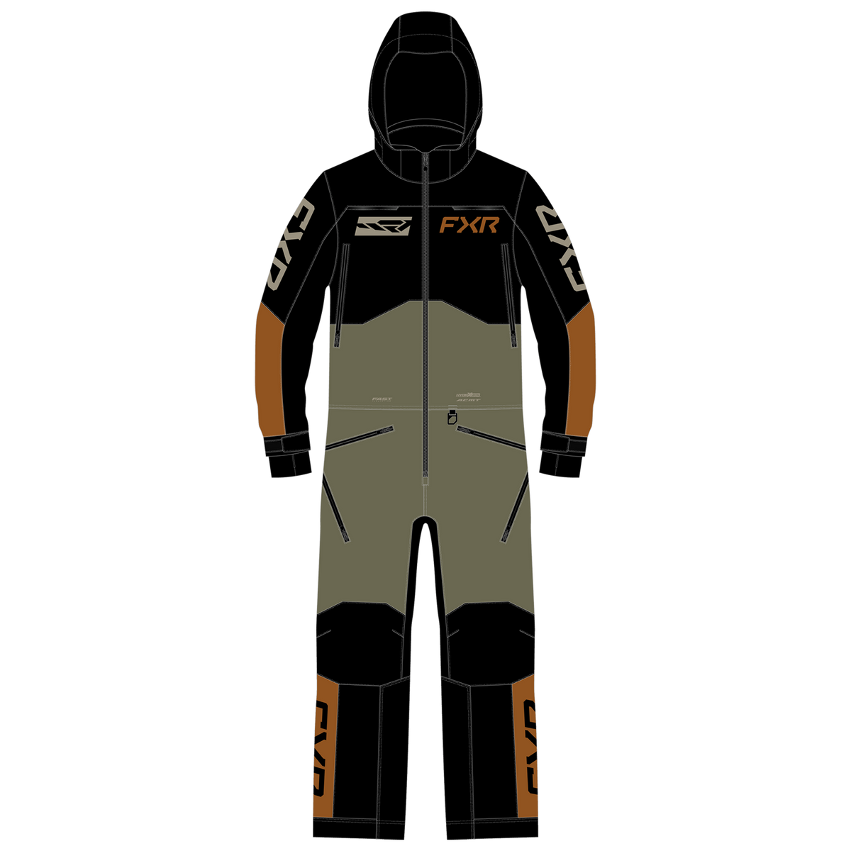 FXR Kids Vertical Monosuit - Moss/Umber/Stone