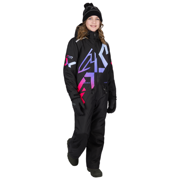 FXR Youth Cold Cross CX Monosuit - Black/Twilight
