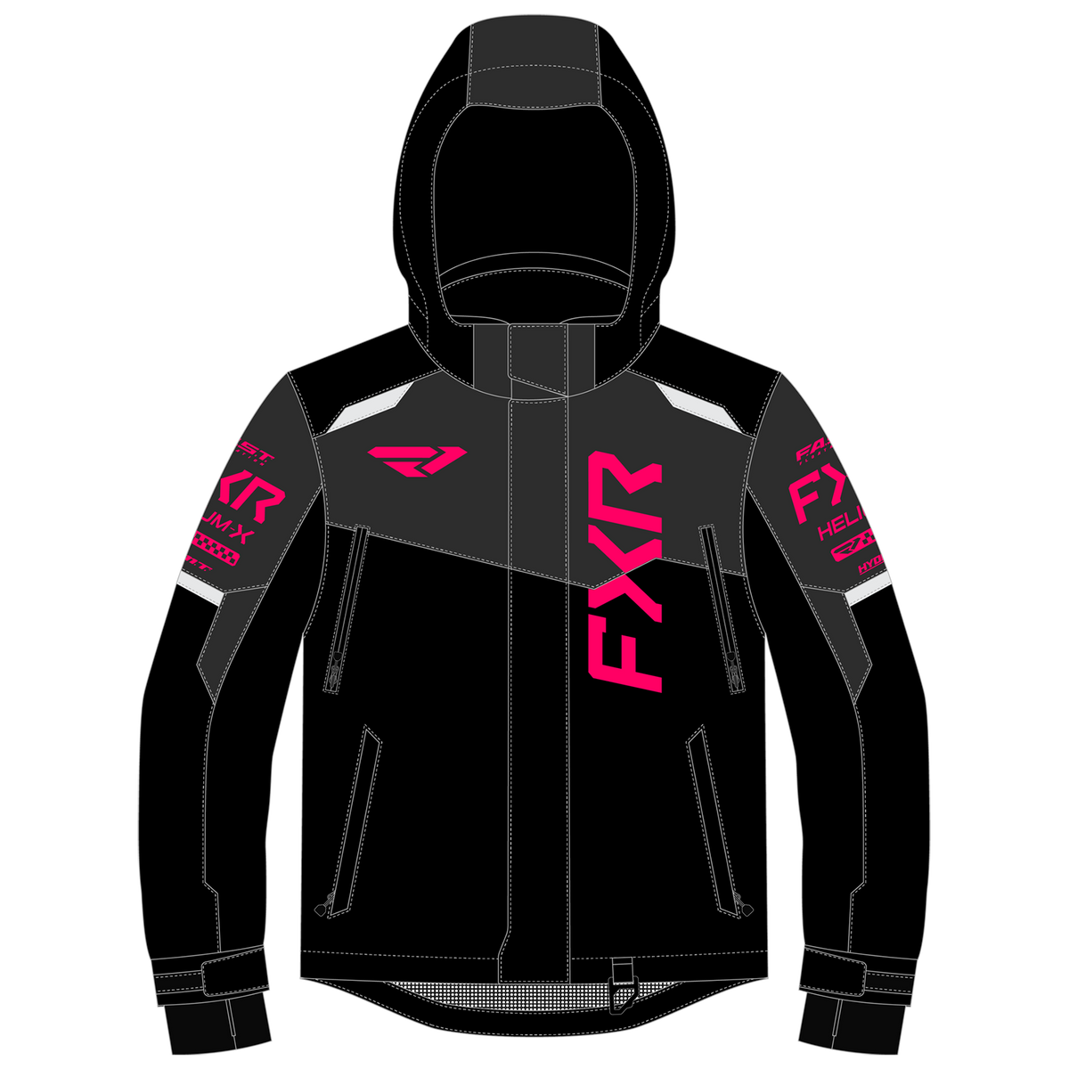 FXR Child Helium Jacket - Black/Asphalt/Razz