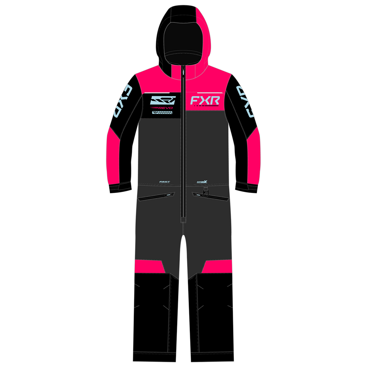 FXR Kids Rev Monosuit - Asphalt/Razz/Maui