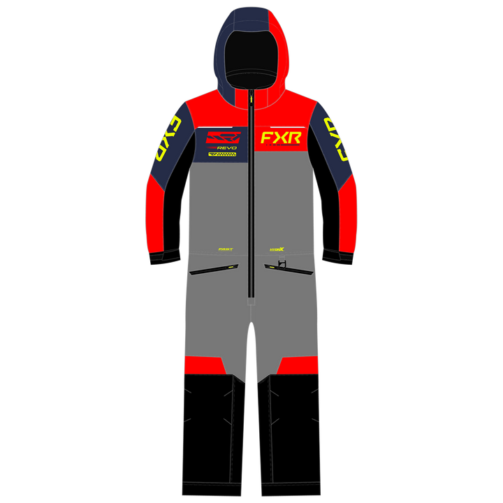 FXR Youth Rev Monosuit - Titanium/Red/Midnight