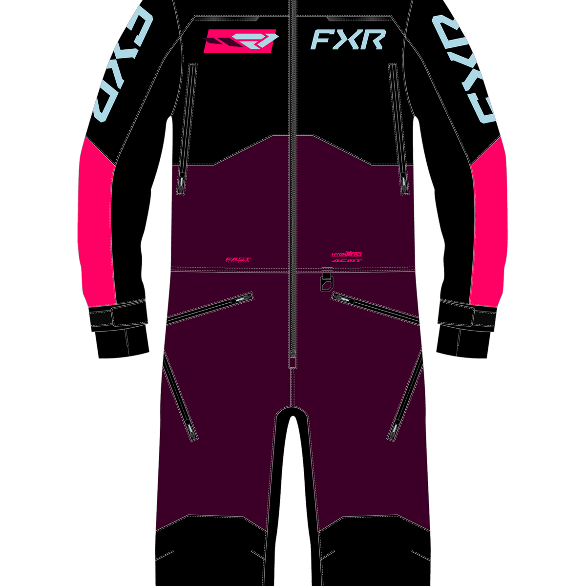 FXR Kids Vertical Monosuit - Plum/Razz/Maui