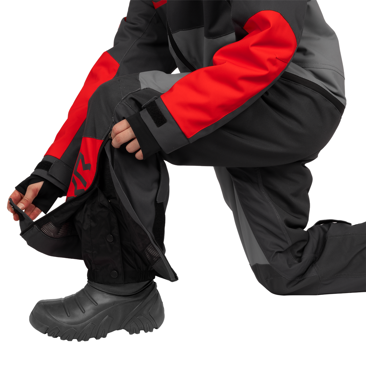 FXR Kids Vertical Monosuit - Titanium/Asphalt/Red