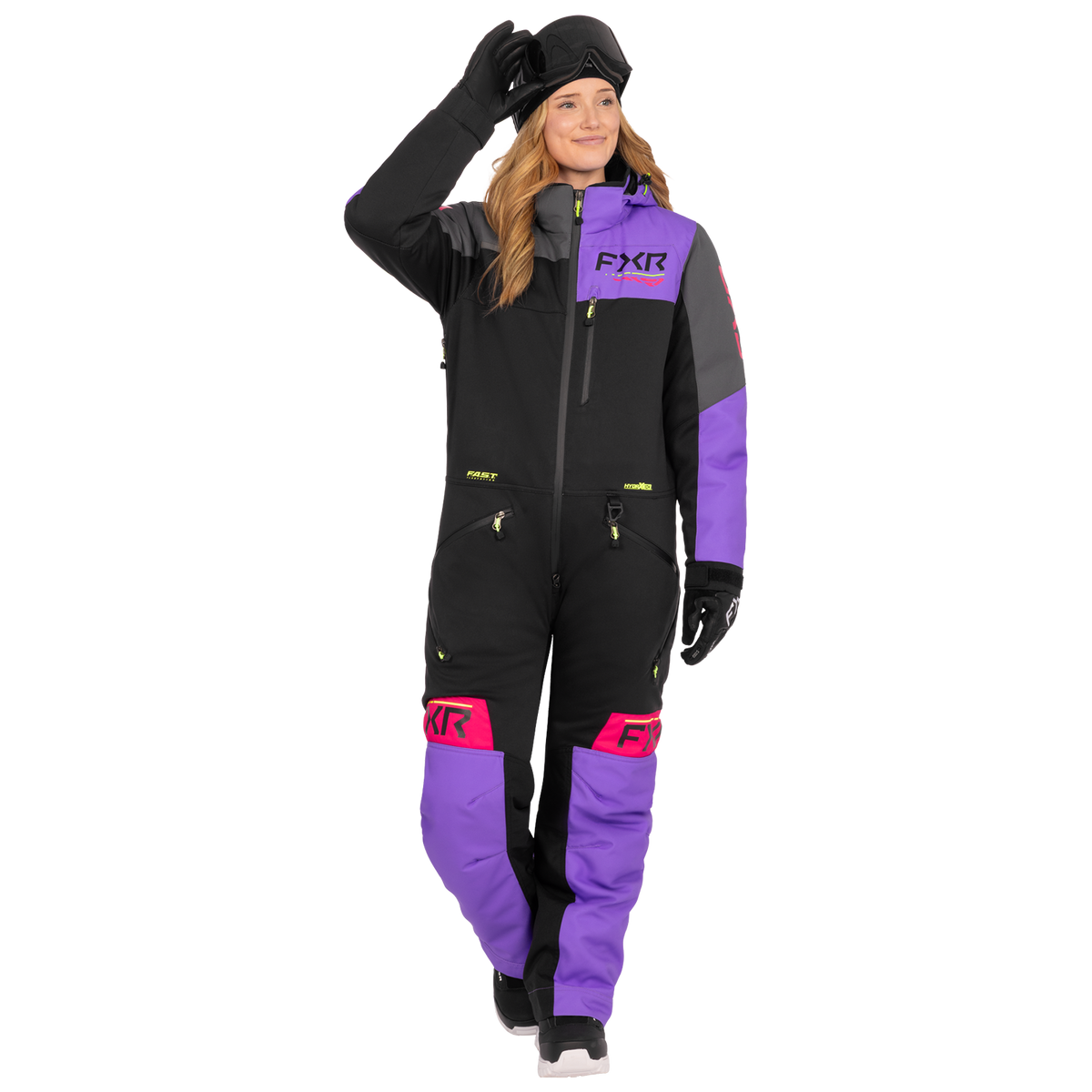 FXR Women's Rev F.A.S.T. Insulated Monosuit - Black/Amethyst