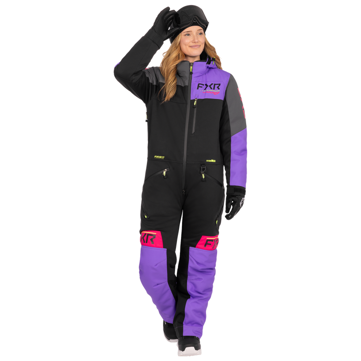 FXR Women's Rev F.A.S.T. Insulated Monosuit - Black/Amethyst