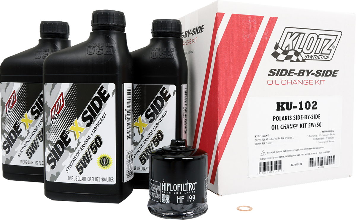 Klotz SxS Oil Change Kit - Polaris SxS - 5W/50 (3601-0865)