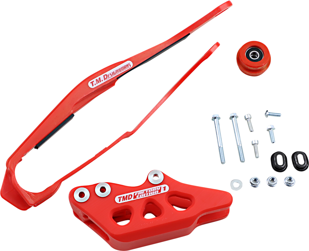 T.M. DESIGNWORKS Honda Chain Guide and Slider Kit, Red – DCK-OR2-RD
