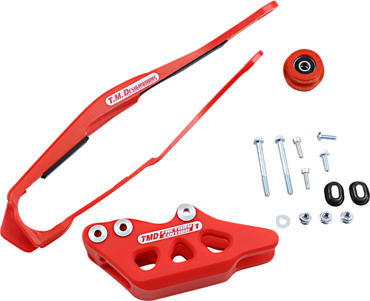 T.M. DESIGNWORKS Honda Chain Guide and Slider Kit, Red – DCK-OR2-RD