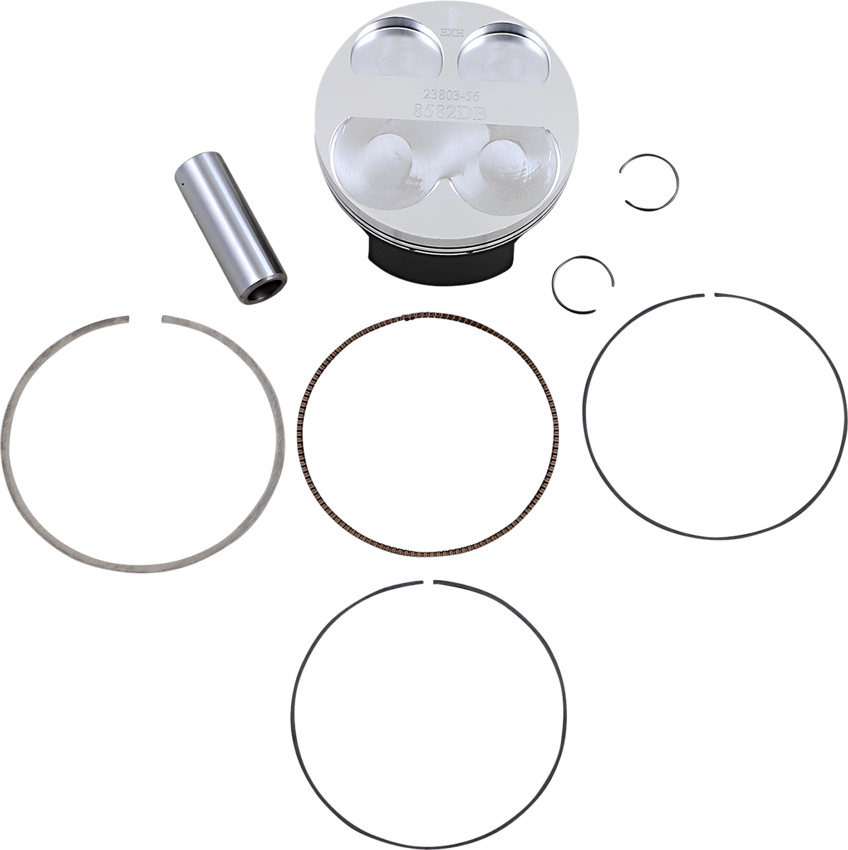 Wossner 8582DB Piston Kit, 76.97 mm for Kawasaki and Suzuki