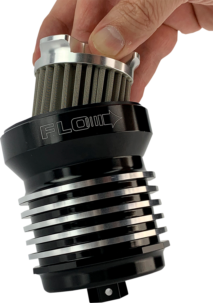 PC RACING Flo® "Spin-On" Oil Filter - Black with Cooling Fins PCS1BC