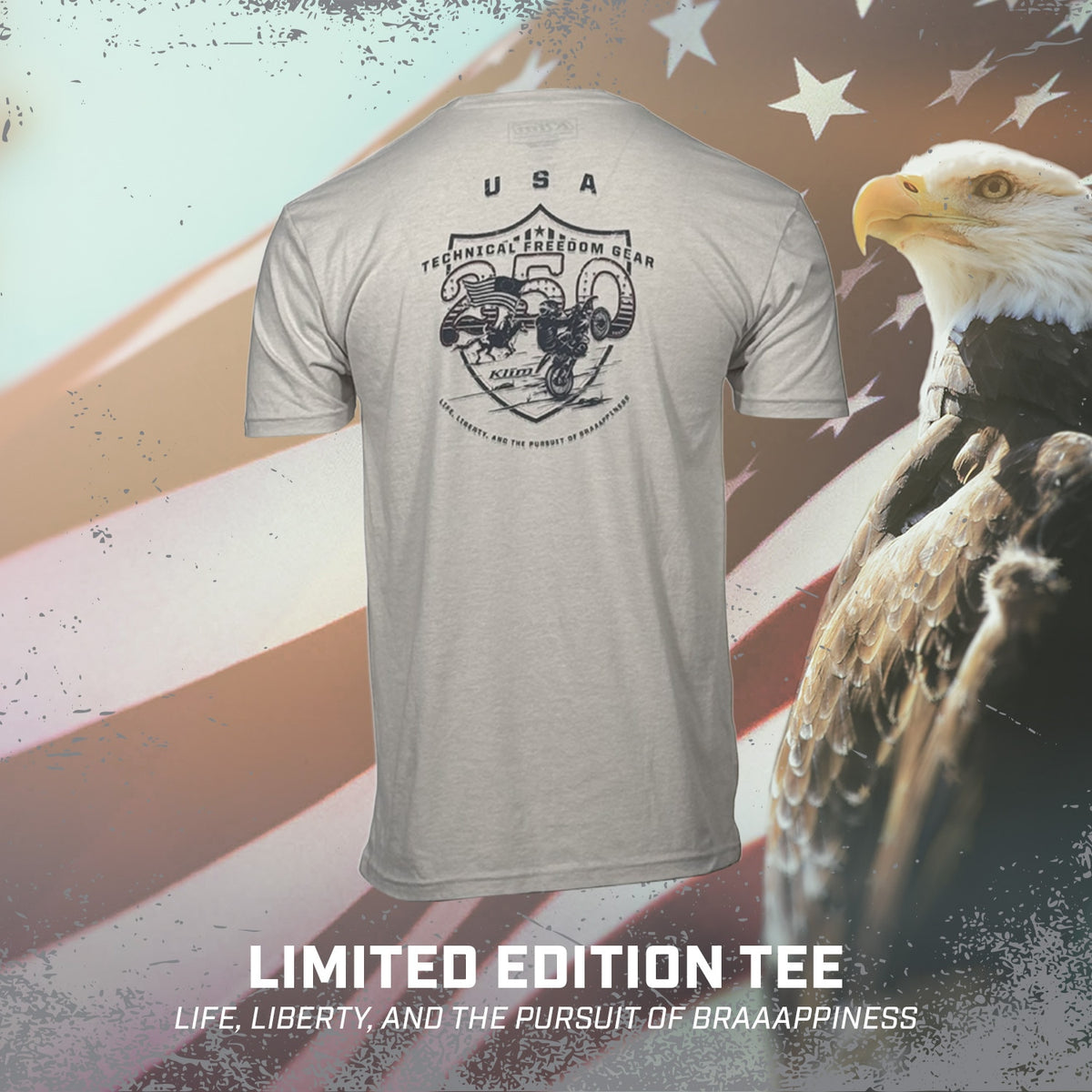 Klim Pursuit of Braaappiness Tee - Heathered Gray - Dress Blues