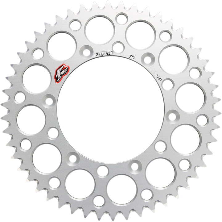Renthal 123U-520-50GYSI Rear Sprocket, Aluminum, 50-Tooth, Silver