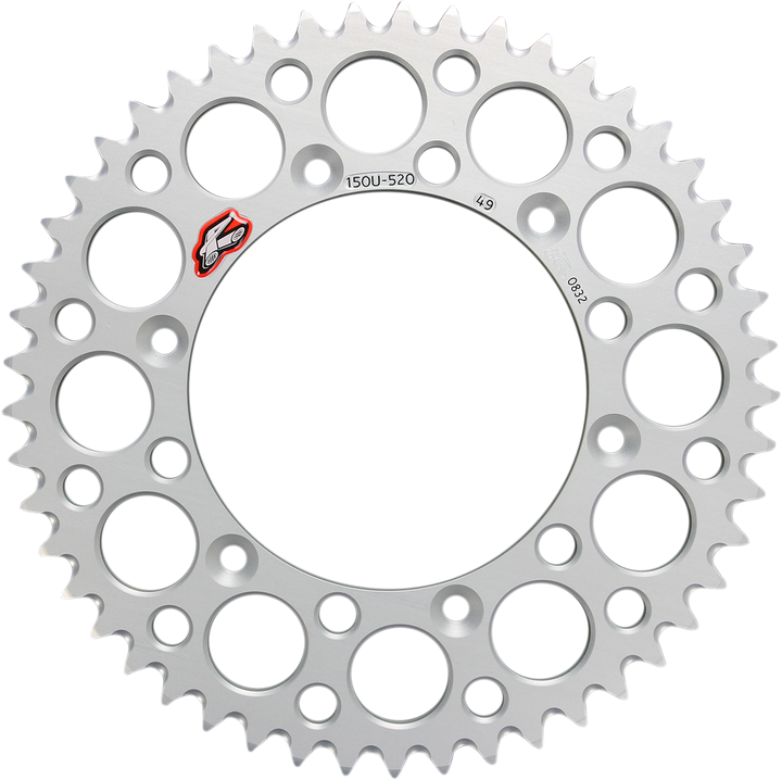 RENTHAL 150U-520-49GBSI Rear Sprocket, 49-Tooth Aluminum, Silver