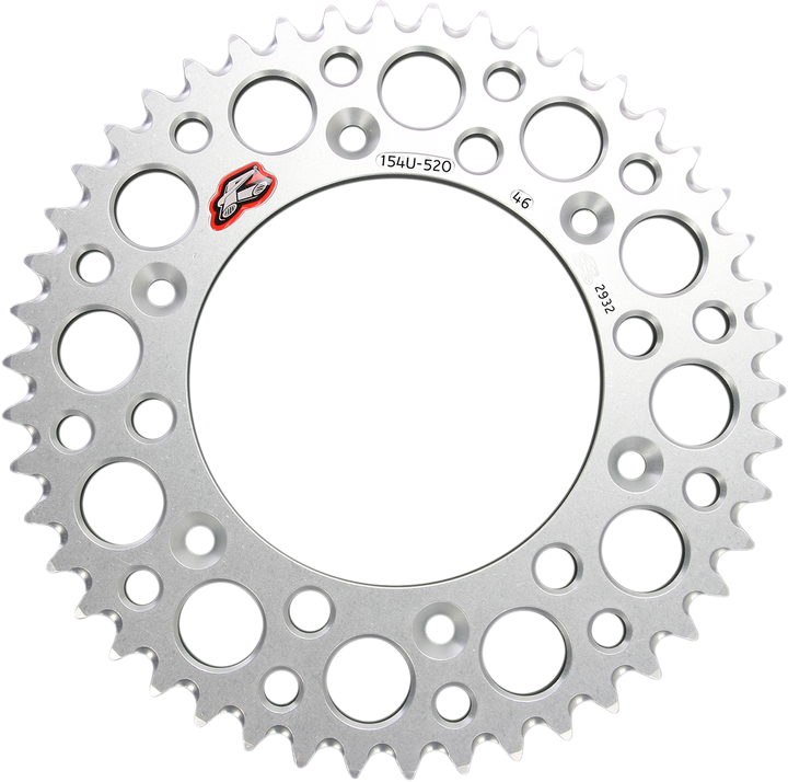 RENTHAL 154U-520-46GRSI Rear Aluminum Sprocket, 46-Tooth, Silver