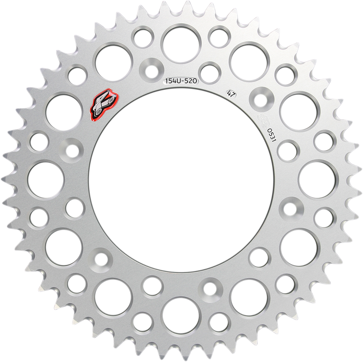 Renthal 154U-520-47GRSI Rear Sprocket, Aluminum, 47-Tooth, Silver for Honda