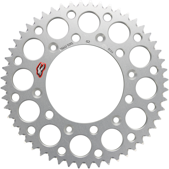Renthal 154U-520-52GRSI Rear Aluminum Sprocket, 52-Tooth, Silver for Honda
