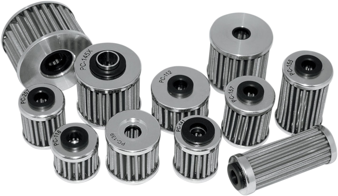 PC RACING Flo® Stainless Steel Oil Filter PC207 for Kawasaki and Suzuki