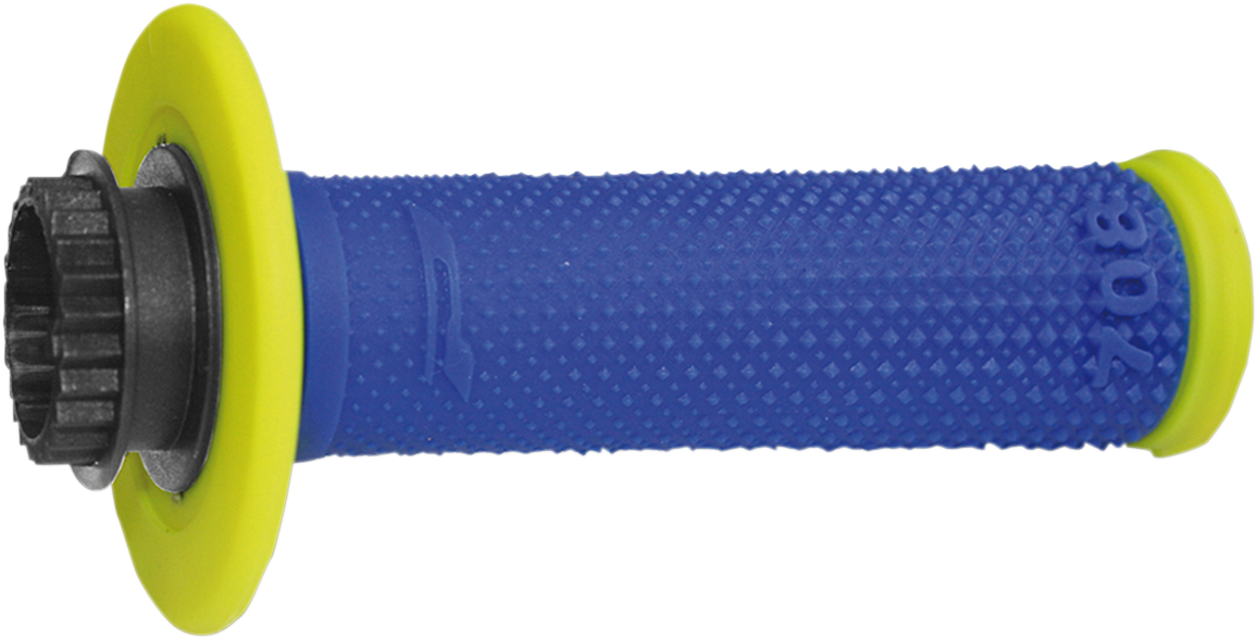 PRO GRIP 708 Lock-On Grips with Carbon Fiber Throttle Tube, Fluorescent Yellow/Blue - PA070800GFBL