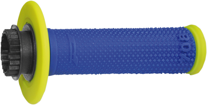 PRO GRIP 708 Lock-On Grips with Carbon Fiber Throttle Tube, Fluorescent Yellow/Blue - PA070800GFBL