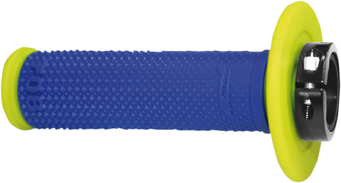 PRO GRIP 708 Lock-On Grips with Carbon Fiber Throttle Tube, Fluorescent Yellow/Blue - PA070800GFBL