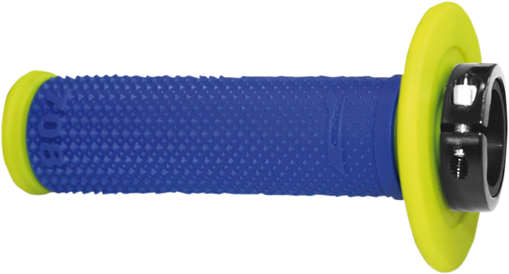 PRO GRIP 708 Lock-On Grips with Carbon Fiber Throttle Tube, Fluorescent Yellow/Blue - PA070800GFBL