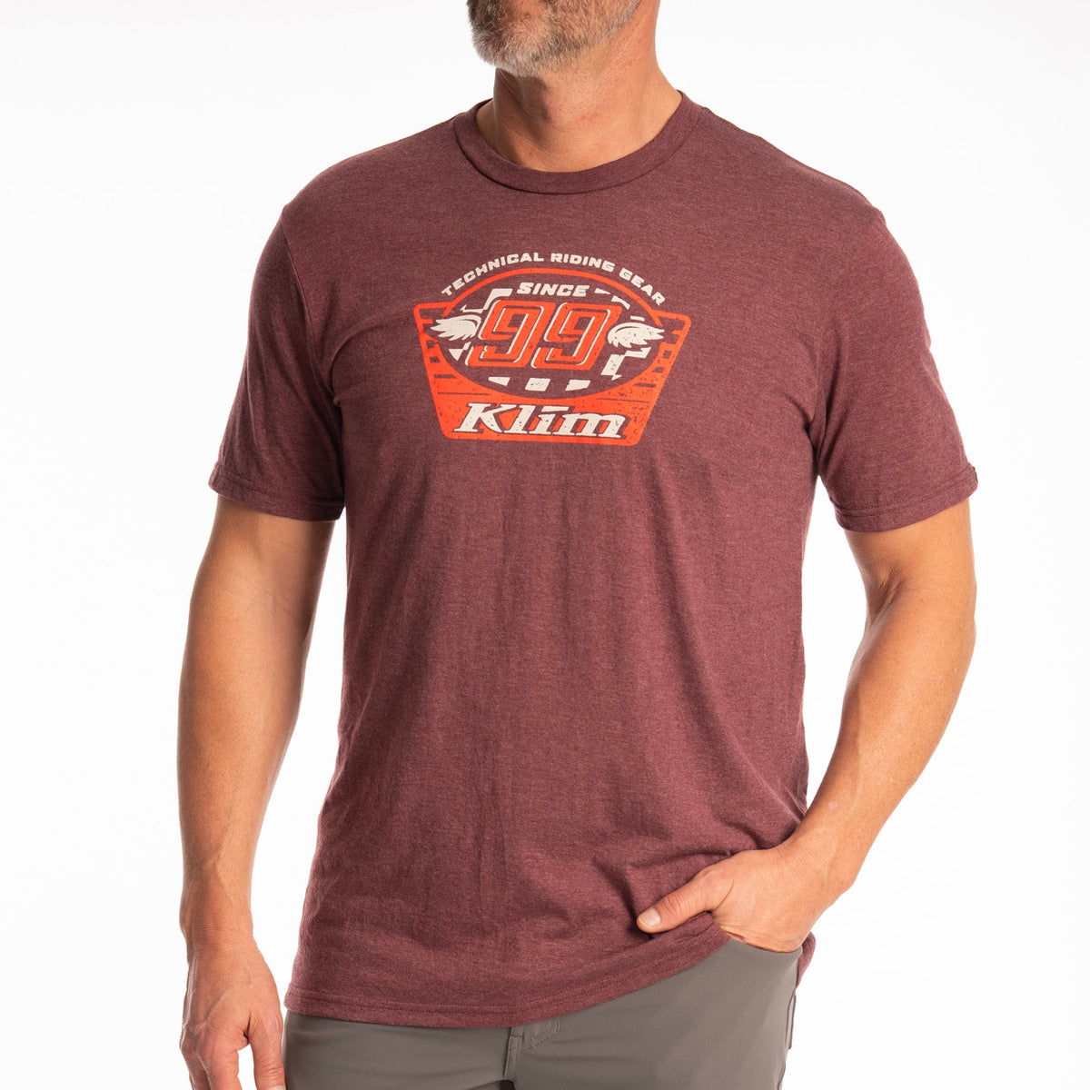 Klim Pioneer 99 Tri-blend Tee - Maroon Frost - Peyote