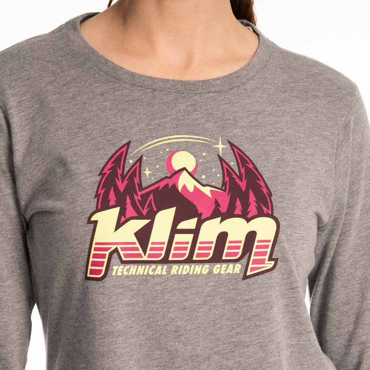 Klim Women's Estelle Tri-blend Tee LS - Heathered Gray - Fuchsia Red