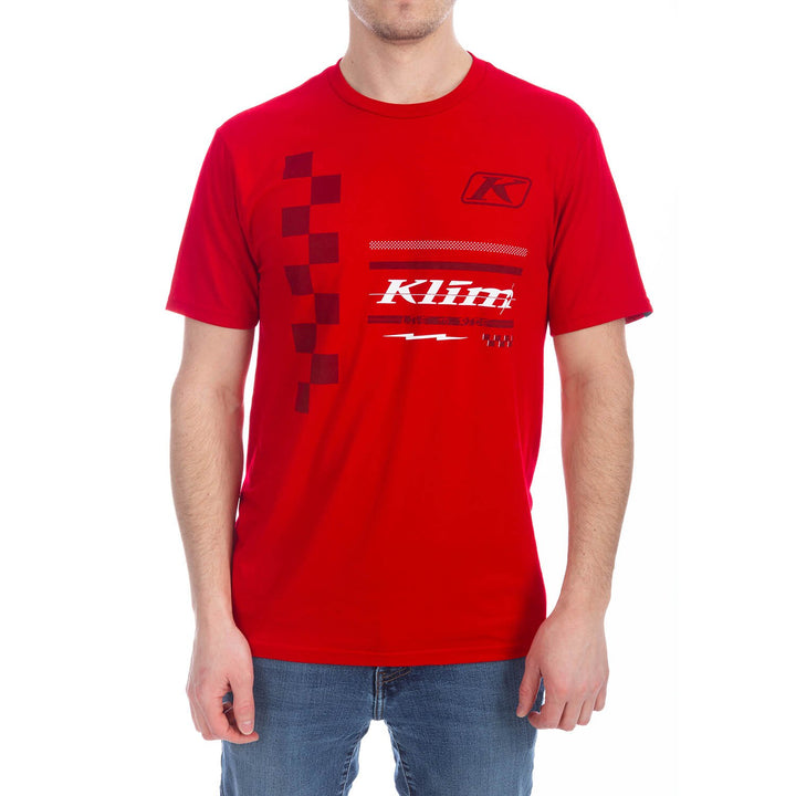 Klim Checkered Flag Tri-blend Tee - Classic Red - White