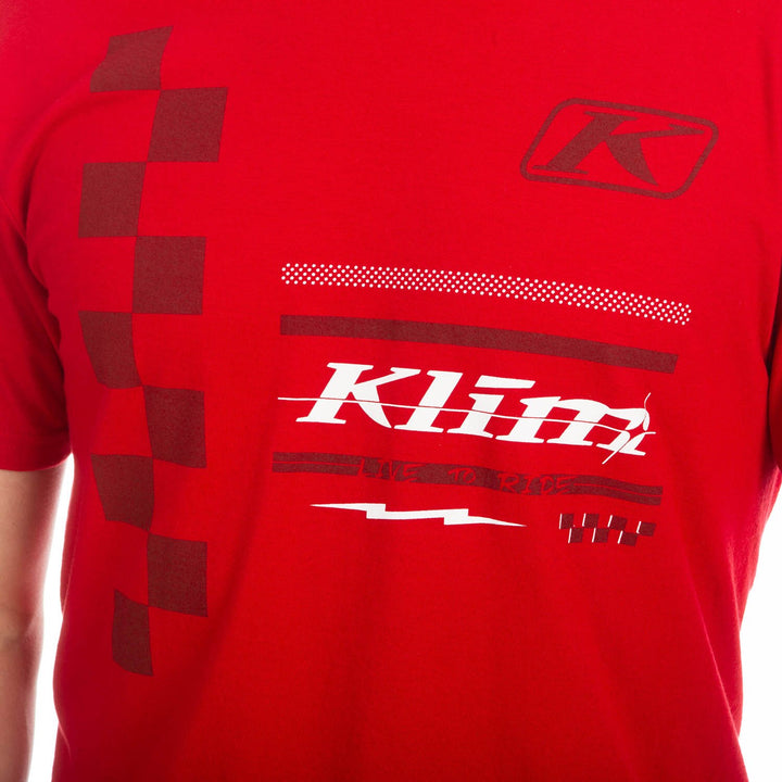Klim Checkered Flag Tri-blend Tee - Classic Red - White