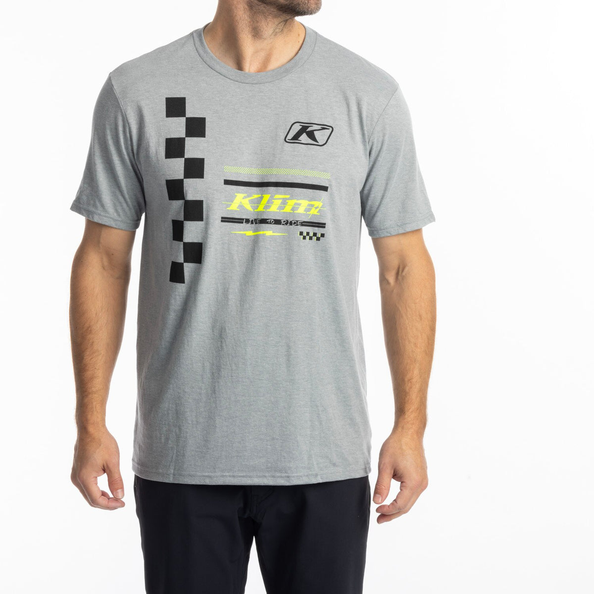 Klim Checkered Flag Tri-blend Tee - Heathered Gray - Black