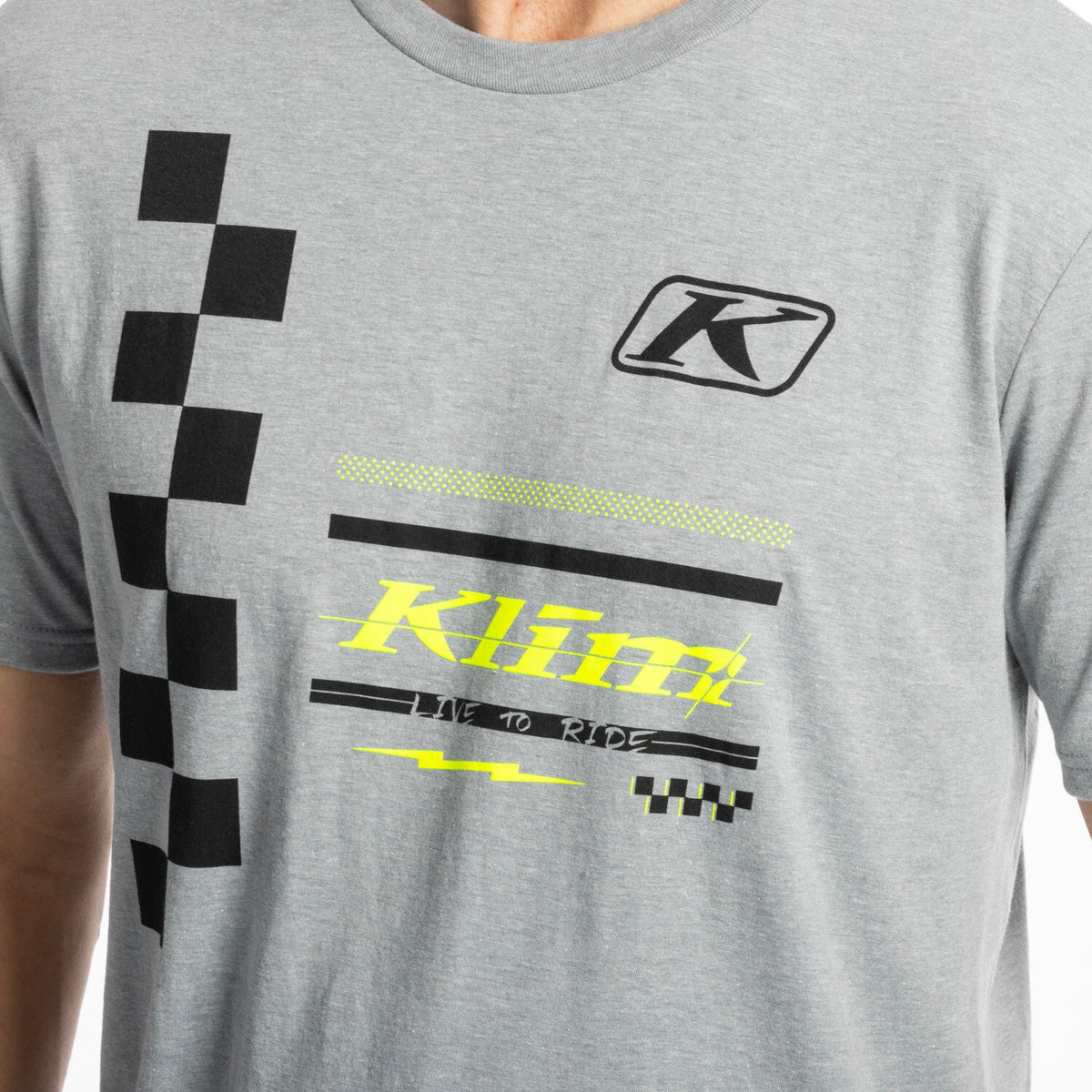 Klim Checkered Flag Tri-blend Tee - Heathered Gray - Black