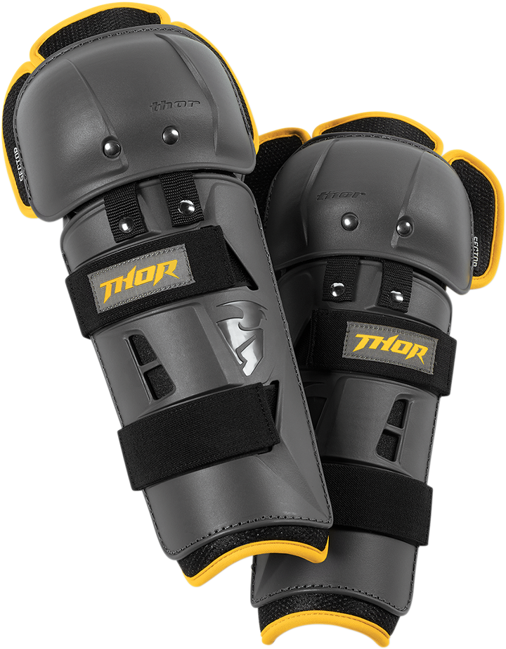 Thor Sector GP Knee Guards - Charcoal/Yellow