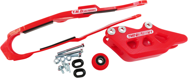 T.M. DESIGNWORKS DCK-OR16-RD Chain Guide and Slider Kit, Red for Honda