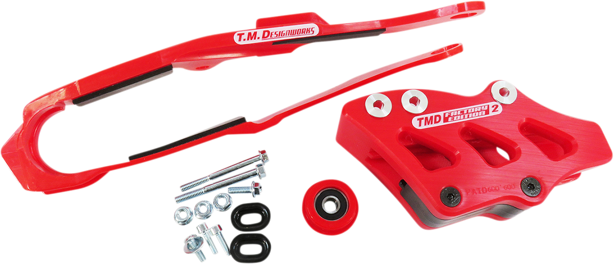 T.M. DESIGNWORKS DCK-OR17-RD Chain Guide and Slider Kit for Honda, Red