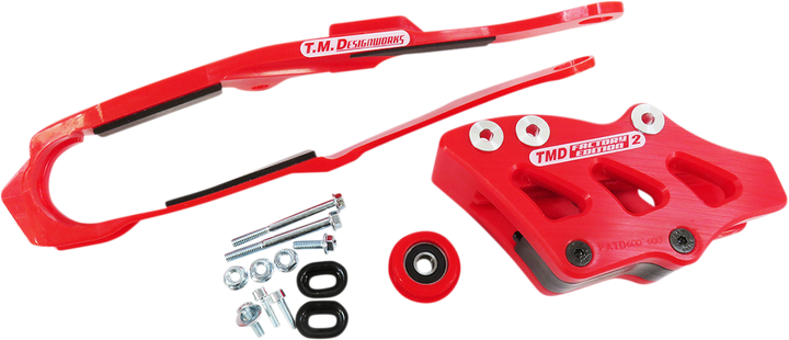 T.M. DESIGNWORKS DCK-OR17-RD Chain Guide and Slider Kit for Honda, Red