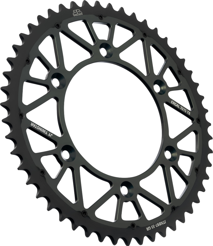JT Sprockets JTX897.51GR Twinstar Rear Sprocket, 51-Tooth Graphite for GasGas, Husqvarna, Husaberg and KTM