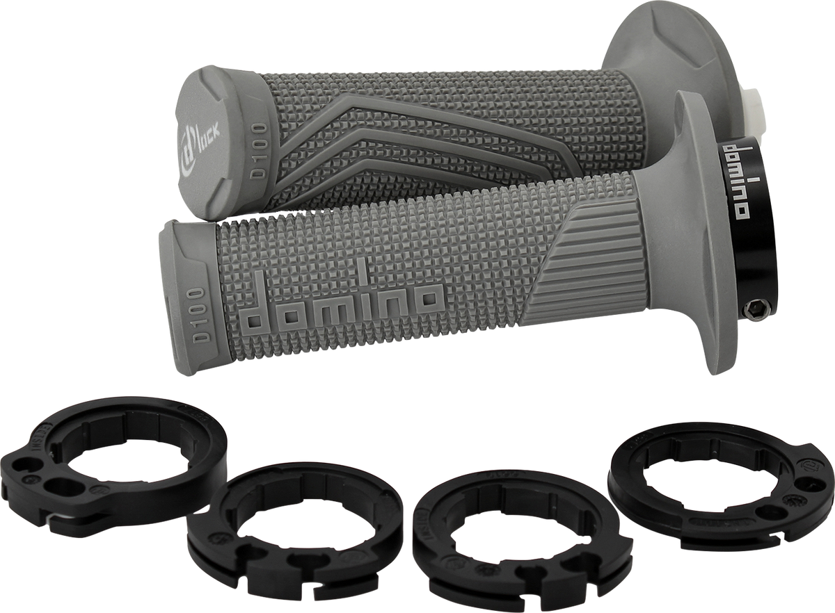 DOMINO D100 D-Lock Gray Motorcycle Grips, Part Number D10046C5200A9-0