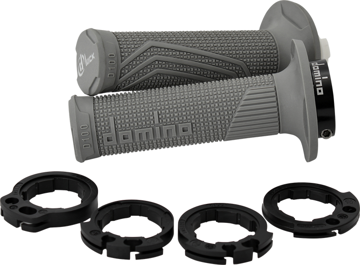DOMINO D100 D-Lock Gray Motorcycle Grips, Part Number D10046C5200A9-0