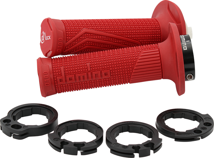 DOMINO D100 D-Lock Motorcycle Grips, Red – Part Number D10046C4200A9-0