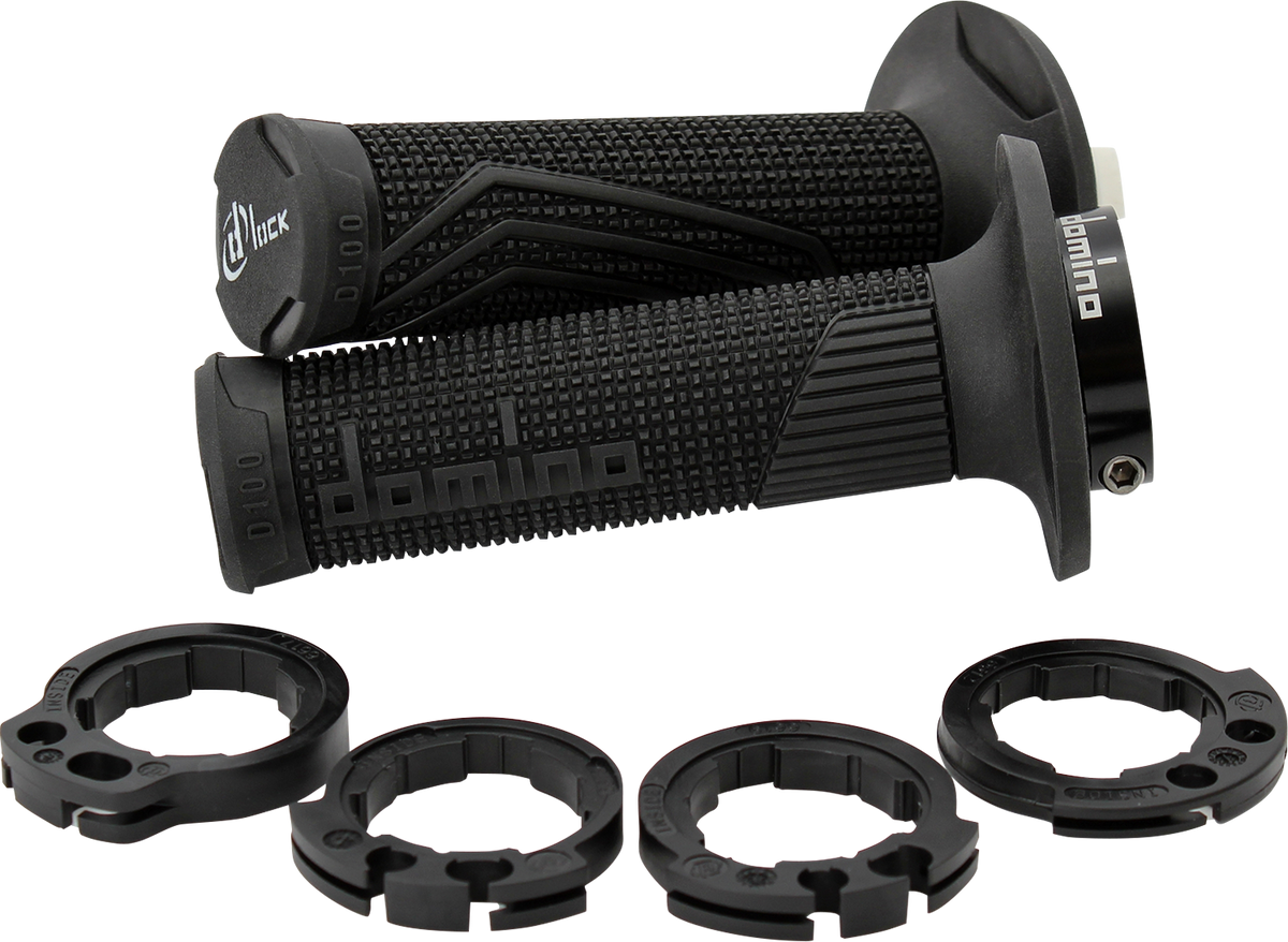 DOMINO D100 D-Lock Lock-On Motorcycle Grips, Black, D10046C4000A9-0