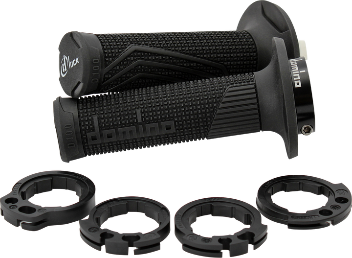 DOMINO D100 D-Lock Lock-On Motorcycle Grips, Black, D10046C4000A9-0