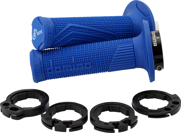DOMINO D100 D-Lock Blue Motorcycle Grips, Part Number D10046C4800A9-0